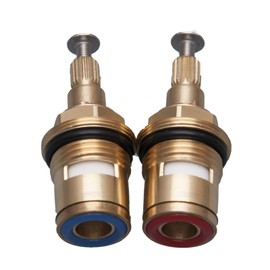Brass Ceramic Tap Valve Core, Tap Coil Valve Replacement, Quarter Turn Disc Brass Rotary Valves for Kitchen, Bathroom, Garden Ect Faucet (1 Pair Hot & Cold)