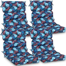 Geelin High Back Patio Chair Cushion Indoor Outdoor Seat Back Chair Cushions Tufted Patio Waterproof Rocking Pads Weather Replacement for Furniture(Blue Purple,4 Pcs)