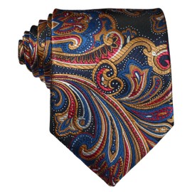 New Classic Paisley Dark Blue Brown JACQUARD WOVEN Silk Men's Tie Necktie