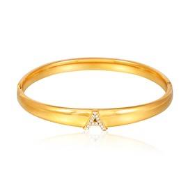 JJDreams Alphabet Titanium Bracelet Bangle Friendship Bracelet Bracelet with Diamonds for Men Ladies，Gold Letter A