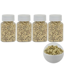 4000 Pcs Silicone Lined Micro Rings Links Beads 5mm Lined Beads for Hair Extensions Tool (Blonde)
