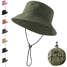 YOUYIKE Women's Fishing Hat - Waterproof, UV Protection, Foldable Rain Hat for Fishing, Hiking and Beach, Wide Brimmed Fishing Hats for Women, Sun Hat Foldable, Army Green, Unit size