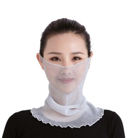 [Liebendo] フェイスカバー レディース 夏 UVカット 耳掛け 日焼け マスク 速乾 薄い マフラー ネックウォーマー 女性用 日よけ ネックガード フェイスマスク 誕生日 贈り物 (ホワイト)