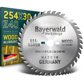 Bayerwald - HM Table Circular Saw Blade Diameter 254 mm x 2.8 mm x 30 mm (for Wood, Chipboard, Profile Strips etc.) Combination Holes for Bosch GTS 10 & PTS 10 (40 Teeth)