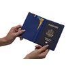 Eccolo Travel Passport Cover Case with Storage Pocket, Blue Striped