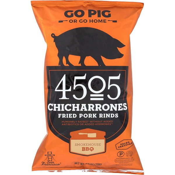4505 Meats Chicharrones Fried Pork Rinds, Smokehouse BBQ, 2.5 oz