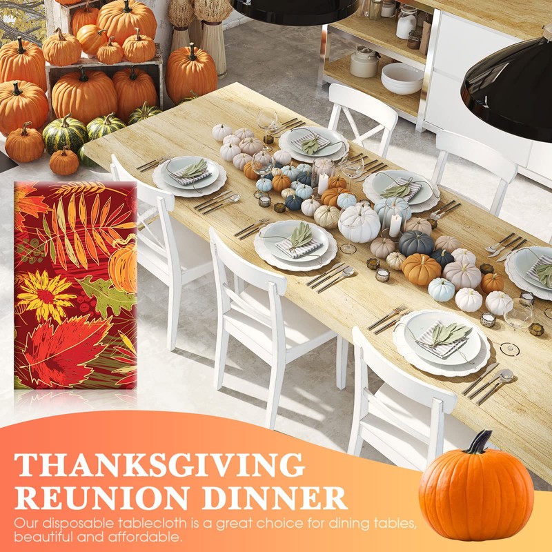 Tegeme 1 Pcs Thanksgiving Tablecloth Disposable Rectangle Plastic Tablecloth Fall