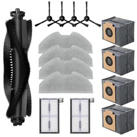 LUZMQ 15Pcs Replacement Parts for Eufy X8 Pro Robot Vacuum Cleaner Accessories Kit, 1 Main Brush 2 Hepa Filters 4 Mop Pads 4 Vacuum Bags 4 Side Brush