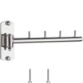 Hunphy Stainless Steel Wall Clothes Rack, Wall Hanger, Rack Wall Hanger, Coat Hook Rack, Foldable Stainless Steel Wall Swivel Hanger for Bathroom, Balcony, Laundry (Silver)