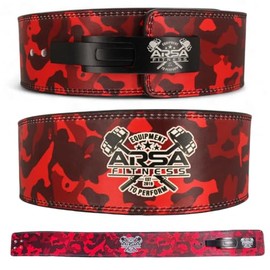 Arsa Fitness 10MM Competition Weightlifting Lever Belt for Men & Women, Powerlifting, Bodybuilding, & Strength Training - Camoflage Series (Red Camo, X-Large)
