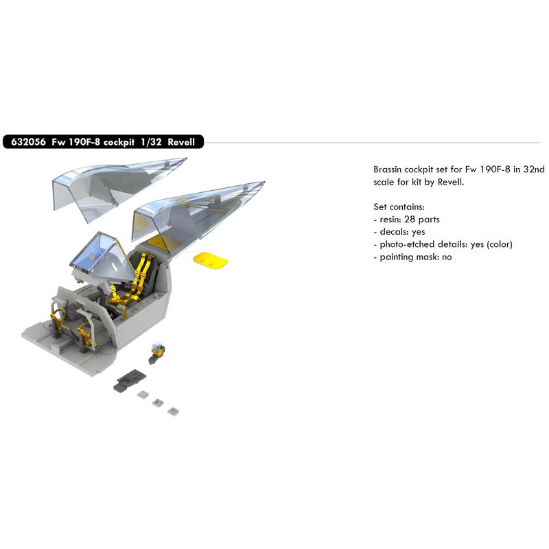 Eduard EDB632056 Brassin 1:32-Fw 190F-8 Cockpit (Revell) kit, Various