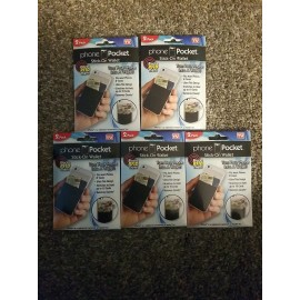 Universal 5 PHONE POCKET STICK-ON WALLET BLACK BLOCKS RFID THEFT FITS MOST PHONES 2-PACK