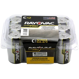 Rayovac UltraPro Industrial Alkaline Batteries, Size C, 1 Pack of 12, 12 Batteries Total, Standard, Black, (ALC12 / ALC-12PPJ)