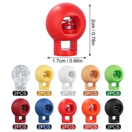 20 Pcs Spring Cord Locks, Drawstring Toggles, Spring Loaded Plastic Round Toggle Stopper Cord Locks End, Sliding Cord Fastener, Cord Stopper Toggle, for Hat Straps, Bags, Shoelaces