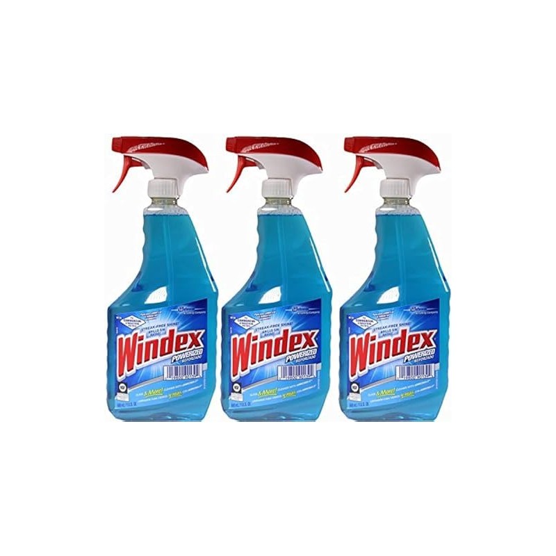 Windex Powerized Glass Cleaner Trigger Spray Bottle with Ammonia-d, 32oz