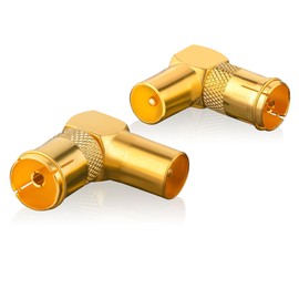 SEBSON Antenna Angle Adapter Set 90° - 2x Coaxial Plug (IEC) to Coaxial Socket (IEC) - Antenna Cable Adapter for Cable TV, Radio, Receiver