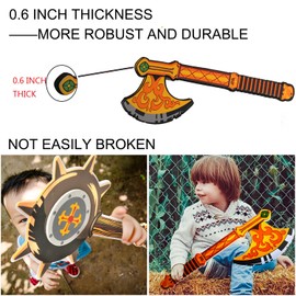 MLcnleS Foam Swords Weapons Toy for Boys - 17 inch 5 Pack of Foam Sword Axe Hammer Set - Kids Foam Weapons Ninja Play Toy Swords Pretend Playset for Boys, Present for Boys & Girls Present
