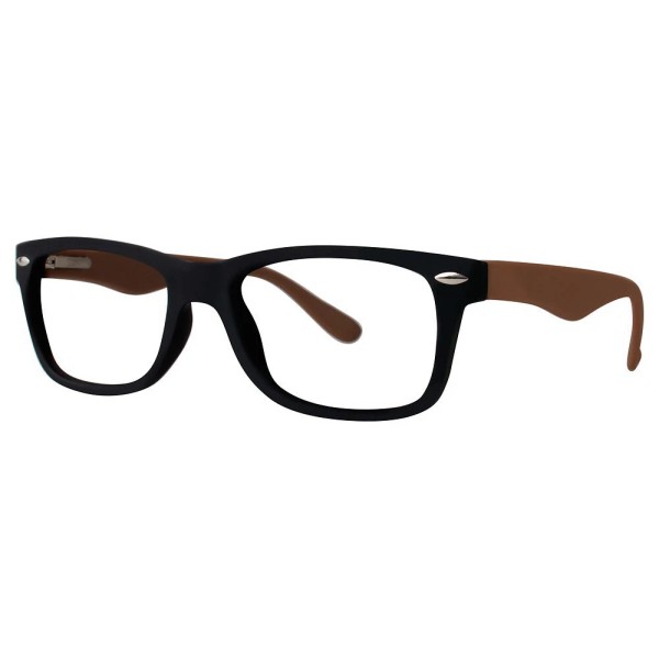 MODERN OPTICAL CRAZE UNISEX PLASTIC EYEGLASSES 50-18-140 BLK/TAUPE W/ SOFT
