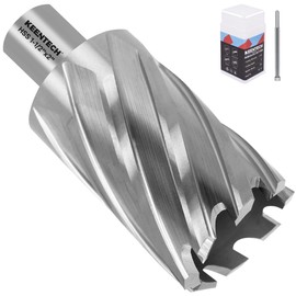 KEENTECH HSS Annular Cutter,1-1/2 Inch Diameter x 2 Inch Depth, 3/4 Inch Weldon Shank (2 Flat), M2AL High Speed Steel Mag Drill Bit with 1/4" x 4" Pilot Pin for Stainless Steel, Cast Iron, Alloy