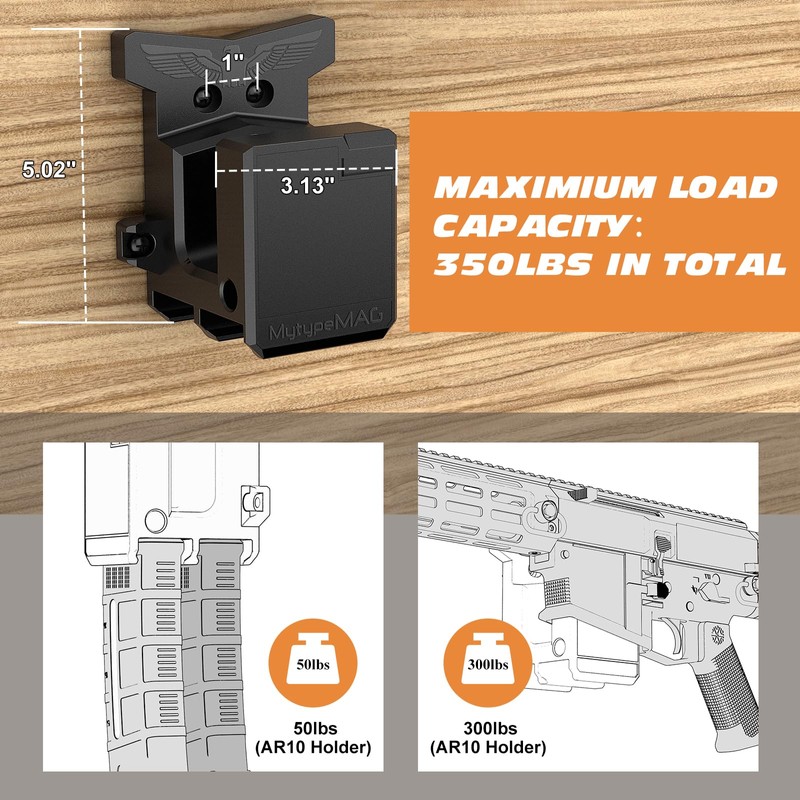 MytypeMAG Gun Wall Mount, AR10 Rifle Wall Rack Mount with
