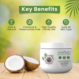 PUROLEO Cold Pressed Extra Virgin Coconut Oil 8 Fl Oz/236 ML face oil body oil hair oil massage oil | Easy to melt Microwaveable Spill free bottle | Ideal for Travel Bag and Purse