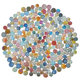 Yuvori 0,5 kg schillernde runde Keramik-Mosaikfliesen, DIY für Badezimmer, Küche, Wohnzimmer und Garten (gemischte Farben)