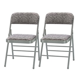 Amazing for less Pack of 2 (Fabric/Vinyl) Steel Frame Metal Foam Padded Folding Chairs (Black, Gray, White) (2-Pack - Fabric Gray)