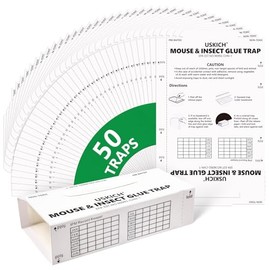 USKICH Mouse Traps Indoor for Home, 50 Pack Glue Traps for Mice, Sticky Mouse Traps, Adhesive Mouse Glue Traps, Roach Traps Indoor, Bulk Glue Boards for Indoor Pest Control