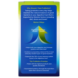 TruBiotics Daily Probiotic, 30 Capsules - Gluten Free, Soy Free Digestive + Immune Health Support Supplement for Men and Women (New Look)