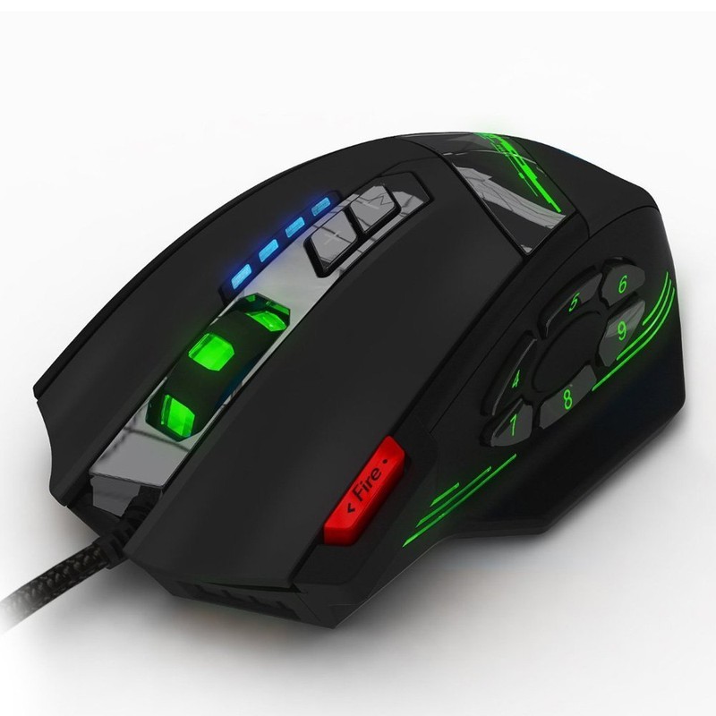 zelotes Gaming Maus,12 programmierbare Tasten RGB Gaming Maus,4000DPI Ergonomische Maus