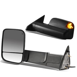 DNA MOTORING TWM-013-T888-BK-AM Pair of Towing Side Mirrors (Driver & Passenger Sides),Black Housing/ Amber Corner