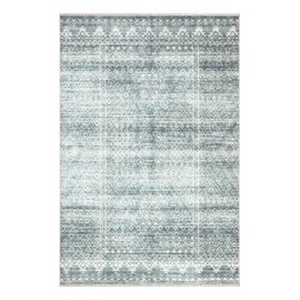Bloom Rugs Caria Washable Non-Slip 6x9 Rug - Teal/Ivory Geometric Area Rug for Living Room, Bedroom, Dining Room, and Kitchen - Exact Size: 6' x 9'