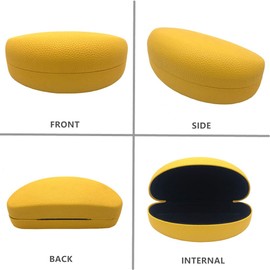 CHZZMS 2 PACK Large Hard Shell Sunglasses Case, Protective Case For Sunglasses and Eyeglasses (black+yellow)