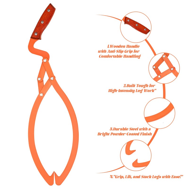 LEARNIBEE Log Tongs 13",Log Grabber, Log Lifter, Longging Tongs Loads
