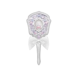 Flower Knows Shell's Jewel Hand Mirror,Vintage Portable Handheld Mirror,Fancy & Pretty Princess Mirror with Long Handle,Gift for Girls(Pearly White)