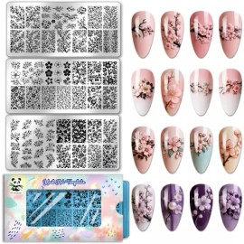 PandaHall PH PandaHall 3pcs 플라워 네일 스탬프 플레이트 매화 아트 스텐실 피치 템플릿 꽃 식물 여성 DIY 매니큐어 [Year of The Horse] PH PandaHall 3pcs Flower Nail Stamp Plate Plum Blossom Art Stencil Peach Template Flower Plant Women's DIY Manicure [Year of The Horse]