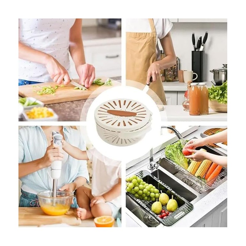 Wzenclave New Draining Basket with Lid, 2 in 1 Multi-Function