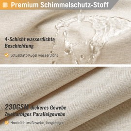 BTTN Shower Curtain Fabric Beige 180 x 200 cm, Linen Texture Anti-Mould Washable Textile Shower Curtain with 12 Hooks, Modern Waterproof Weighted Decorative Ployester Shower Curtains for Bathtub,