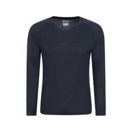 Mountain Warehouse Talus Mens V-Neck Baselayer Top - Warm, High Wicking Thermal Tee, Quick Drying, Lightweight - Best for, Cycling, Outdoors Navy L