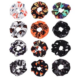 Pumpkin, Skull, Ghost & Spider Web Hair Accessories - Scrunchies & Elastics in 12 Colors for Women & Girls