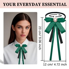 GHTIYLP Bow Tie for Women Satin Ribbon Womens Bow Tie Pre-tied Clip on Bowtie for Girls School Uniform Accessories (Green)