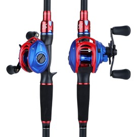 Sougayilang Fishing Rod and Reel Combo, Telescopic Casting Rod Baitcasting Reel with Carrier Bag Baitcaster Combo for Freshwater Saltwater-2.1m/6.8ft-Right Handed