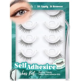 Mitad pestañas autoadhesivas de ojo de gato, pestañas postizas impermeables de 3/4 de esquina, 5 pares de pestañas postizas de aspecto natural, no nec