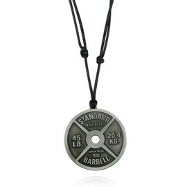 Weight Plate Necklace Workout Accessories Pendant Necklace for Men Dumbbell Necklace Savages Rough Guys Adjustable Leather Cord Bodybuilding Faith Strength Motivation Gym Gifts for Men (SIlver Gray)