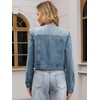 CIMUK Women's Denim Jacket Collarless Button Down 2025 Western Long