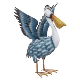 TERESA'S COLLECTIONS Pelican Statues Outdoor, 16.5" Metal Pelican Decor Spread Wings Coastal Ocean Bird Decoraticve Garden Statues & Sculptures Lawn Ornaments for Pool,Patio Porch,Gifts for Mom