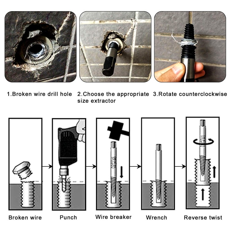 Hakkin 8 Pcs Damaged and Stripped Screw Extractor Set, 1/8”-