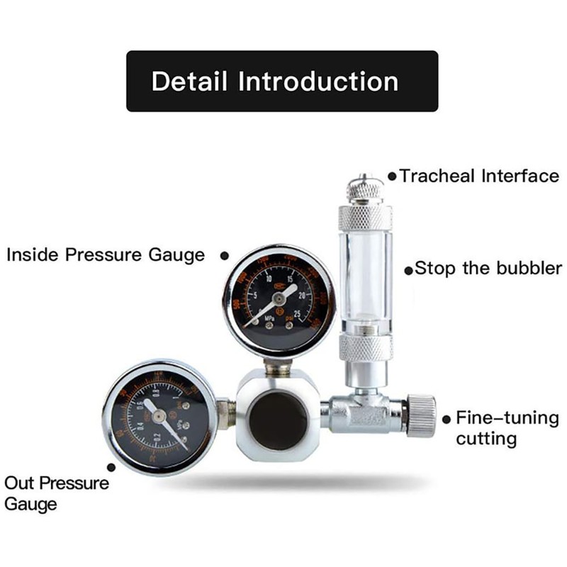 Fish Tank CO2 Regulator, Adjustable Pressure Aquatic Plant CO2 System