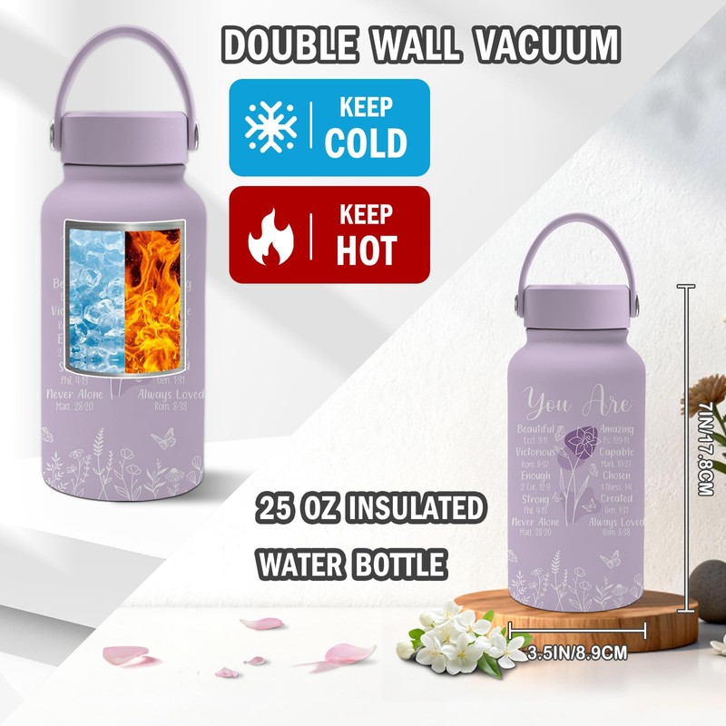 Christian Gifts for Women, 25 oz Stainless Steel Water Bottles