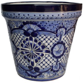Fine Crafts Imports Mexican Handmade Garden Pottery Talavera Ceramic Cocucho Pot